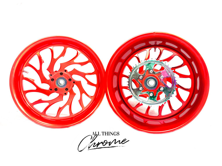ユウ ZX 360 FAT TIRE WILDER RED HELLIAN WHEELS 2006-2011 KAWASAKI NINJA
