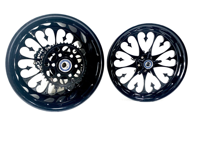 ？？？ ZX 300 FAT TIRE SOLID BLACK STILETTO WHEELS 2004-2010 KAWASAKI