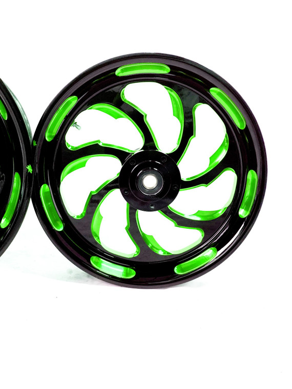 S ZX 300 FAT TIRE BLACK & GREEN SAMURAI WHEELS 2012-2020 KAWASAKI