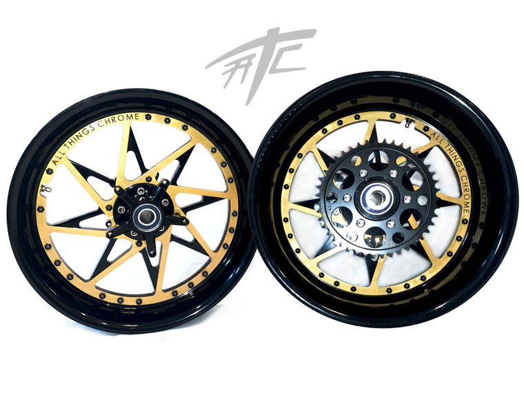NINJA STOCK SIZE BLACK & GOLD SPARKLE SWITCHBACK WHEELS 00