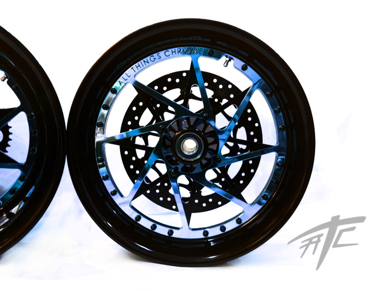 YM NINJA 360 FAT TIRE BLACK & CANDY BLUE SWITCHBACK WHEELS 04-10