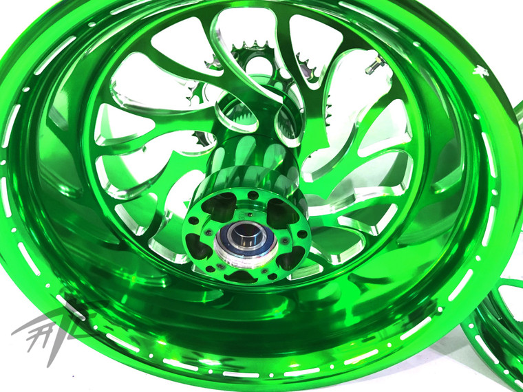 NINJA 360 FAT TIRE ILLUSION GREEN HELLIAN WHEELS 10-15 KAWASAKI