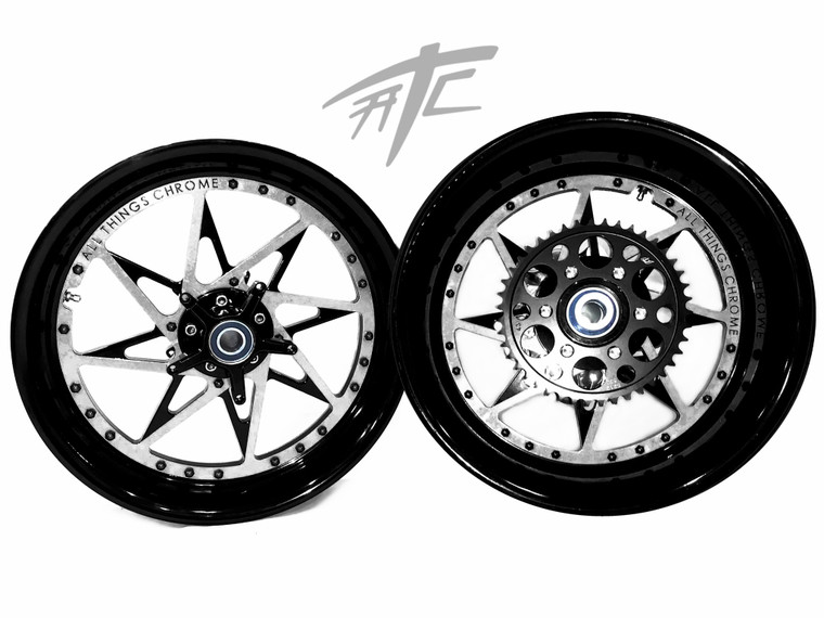 ？ NINJA 360 FAT TIRE BLACK & SILVER SWITCHBACK WHEELS 10-15 KAWASAKI