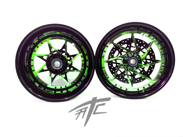NINJA STOCK SIZE BLACK & CANDY GREEN SWITCHBACK WHEELS 06-11