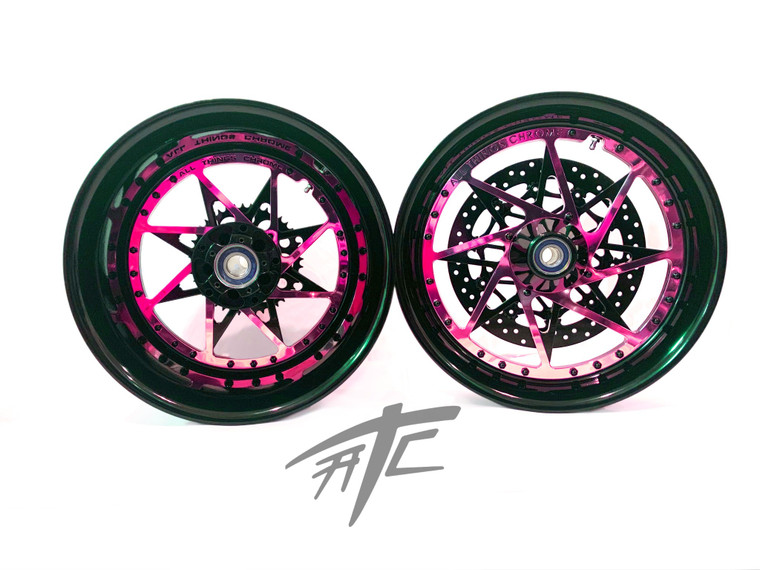。 NINJA STOCK SIZE BLACK & PINK SWITCHBACK WHEELS 06-11 KAWASAKI
