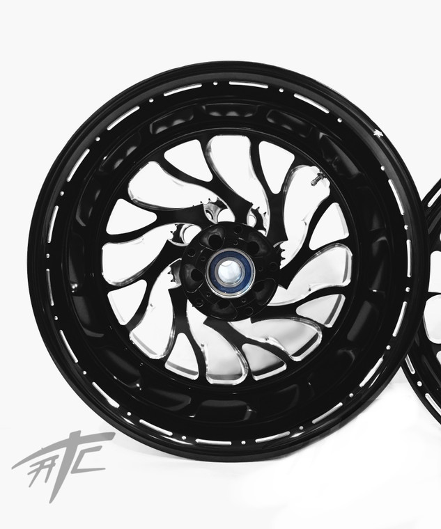 NINJA 360 FAT TIRE BLACK ENGRAVED HELLIAN WHEELS 12-20 KAWASAKI