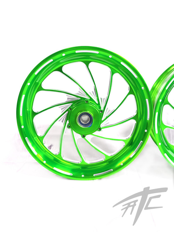 NINJA 240 FAT TIRE CANDY GREEN CONTRAST TURBO WHEELS 04-10