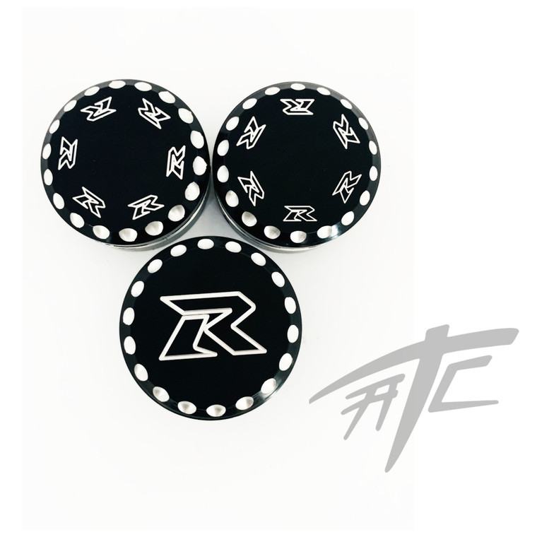 GSXR BLACK CONTRAST DIAMOND CUT FORK CAPS & YOKE PLUG 2015 SUZUKI GSXR 1000