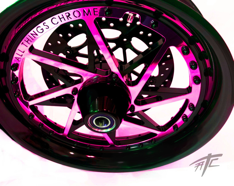 NINJA 300 FAT TIRE BLACK & PINK SWITCHBACK WHEELS 06-11 KAWASAKI