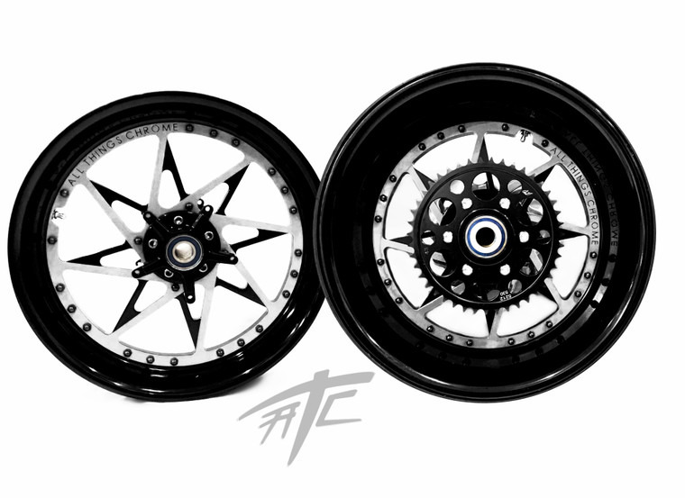 NINJA 300 FAT TIRE BLACK & SILVER SWITCHBACK WHEELS 12-20 KAWASAKI