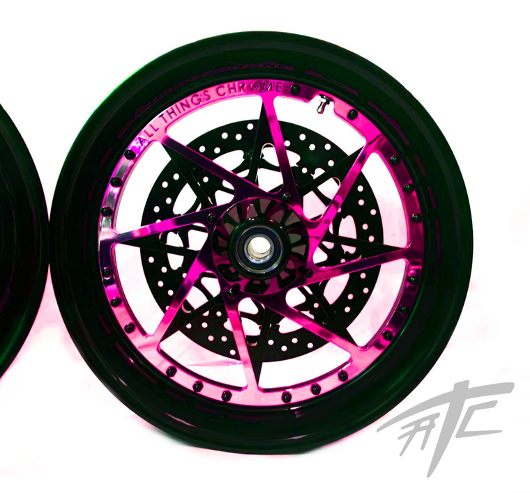  NINJA 300 FAT TIRE BLACK & PINK SWITCHBACK WHEELS 04-10