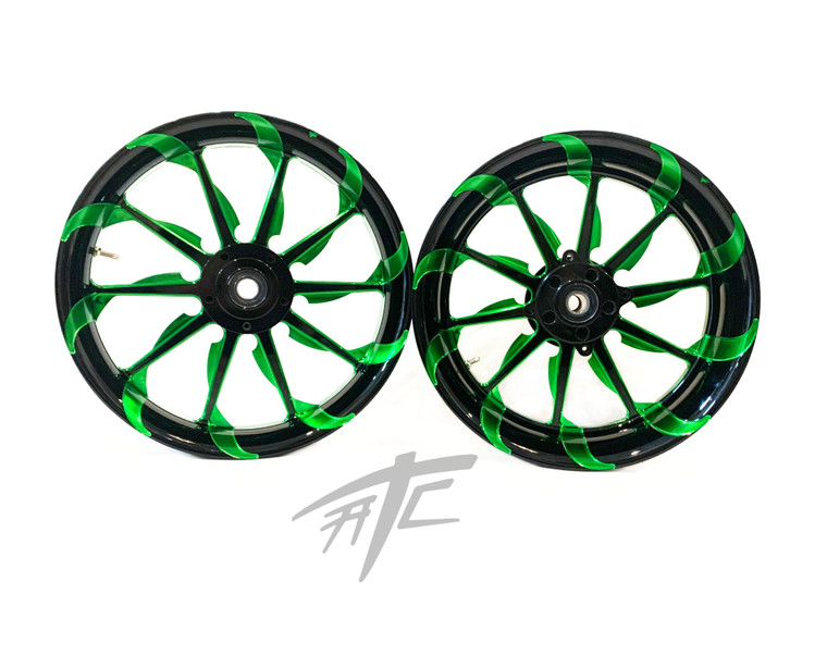 ＠ ZX -10R 300 FAT TIRE BLACK AND GREEN TORNADO WHEELS KAWASAKI NINJA