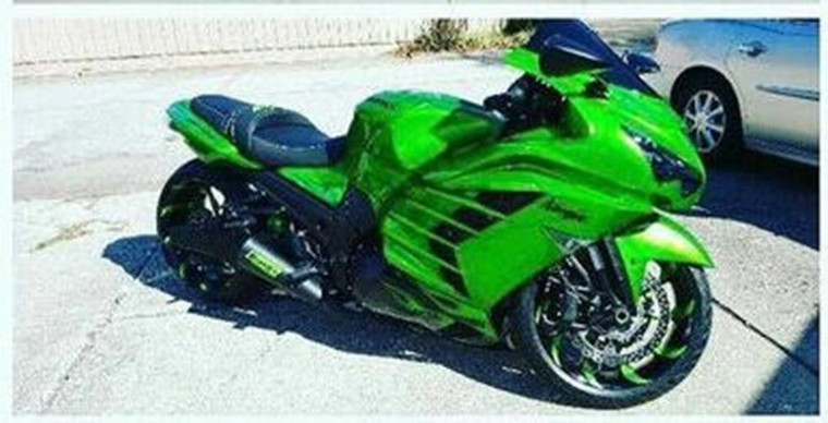 S ZX-12R 360 FAT TIRE BLACK AND GREEN TORNADO WHEELS 00-05 KAWASAKI