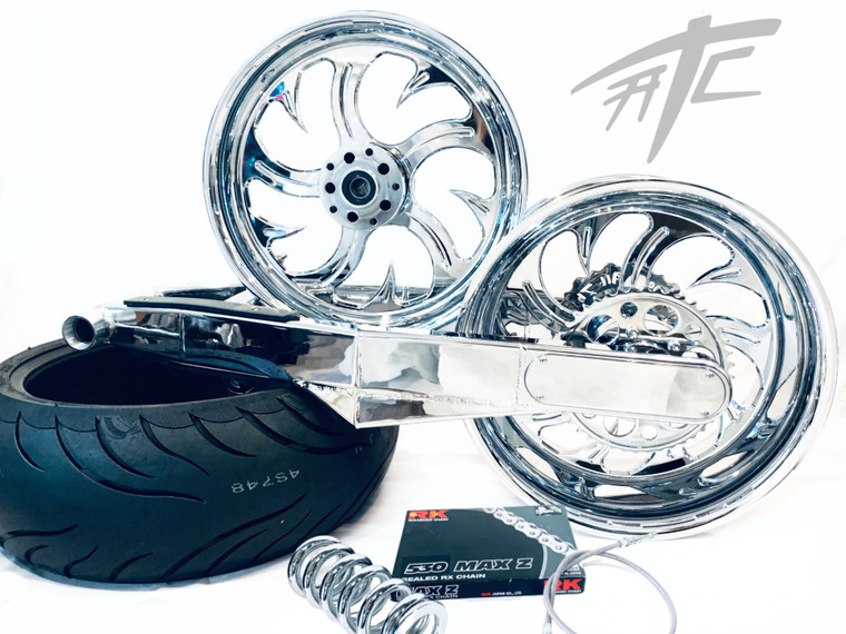 は ZX-14 360 FAT TIRE KIT CHROME SHARK TOOTH WHEELS 06-11 NINJA ZX-14