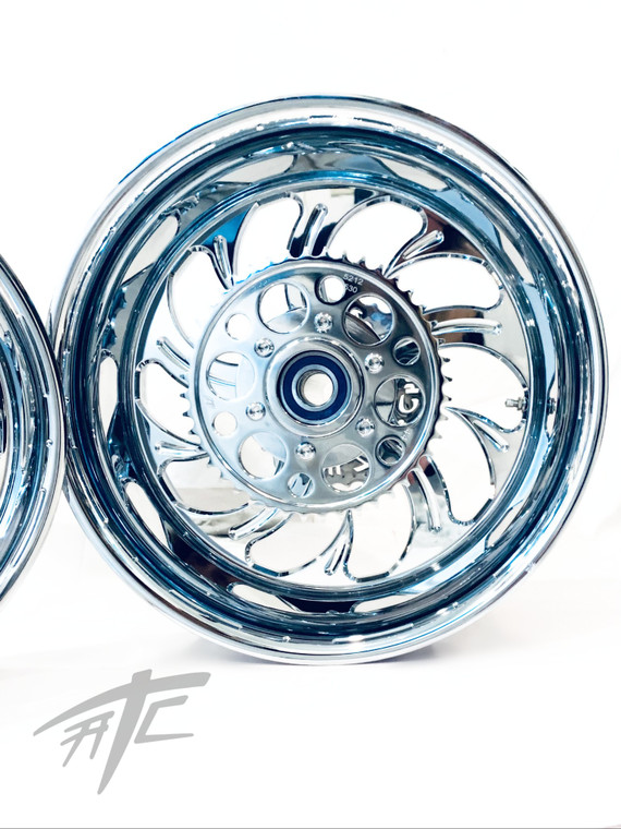ZX-14 360 FAT TIRE KIT CHROME SHARK TOOTH WHEELS 06-11 NINJA ZX-14