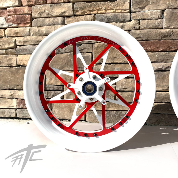 NINJA 300 FAT TIRE WHITE & RED SWITCHBACK WHEELS 12-20 KAWASAKI 