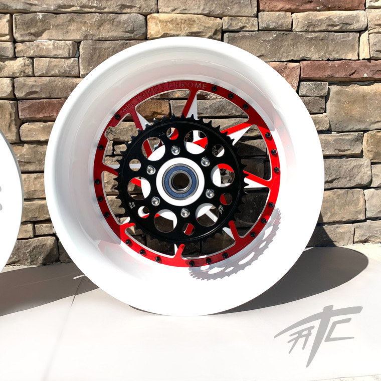 NINJA STOCK SIZE WHITE & RED SWITCHBACK WHEELS 00-05 KAWASAKI
