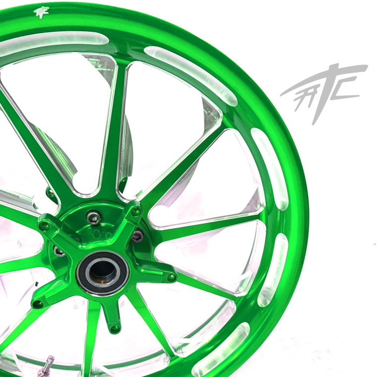 NINJA 300 FAT TIRE LIME GREEN CONTRAST LAUNCH WHEELS 00-05