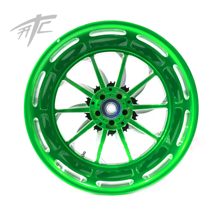 NINJA 300 FAT TIRE LIME GREEN CONTRAST LAUNCH WHEELS 00-05