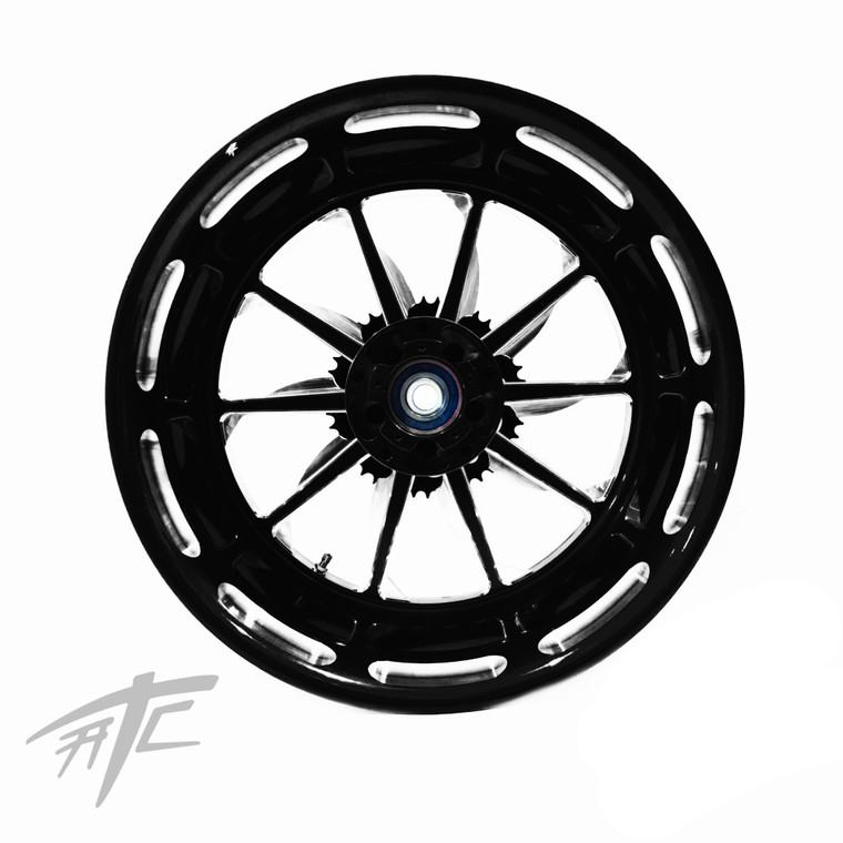 NINJA 300 FAT TIRE BLACK CONTRAST CUT LAUNCH WHEELS 06-11 KAWASAKI