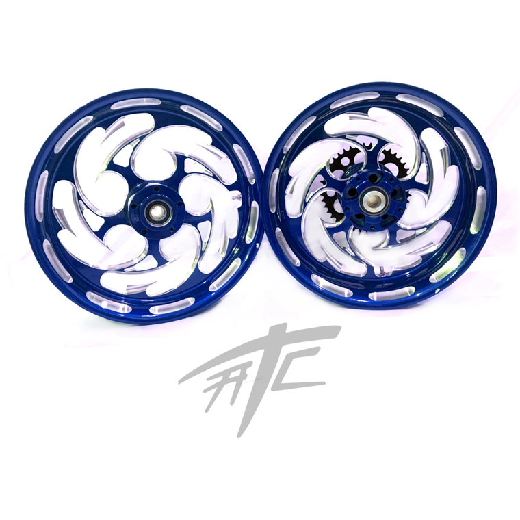 ぶるー NINJA 300 FAT TIRE ILLUSION ROYAL SHREDDER WHEELS 06-11 KAWASAKI