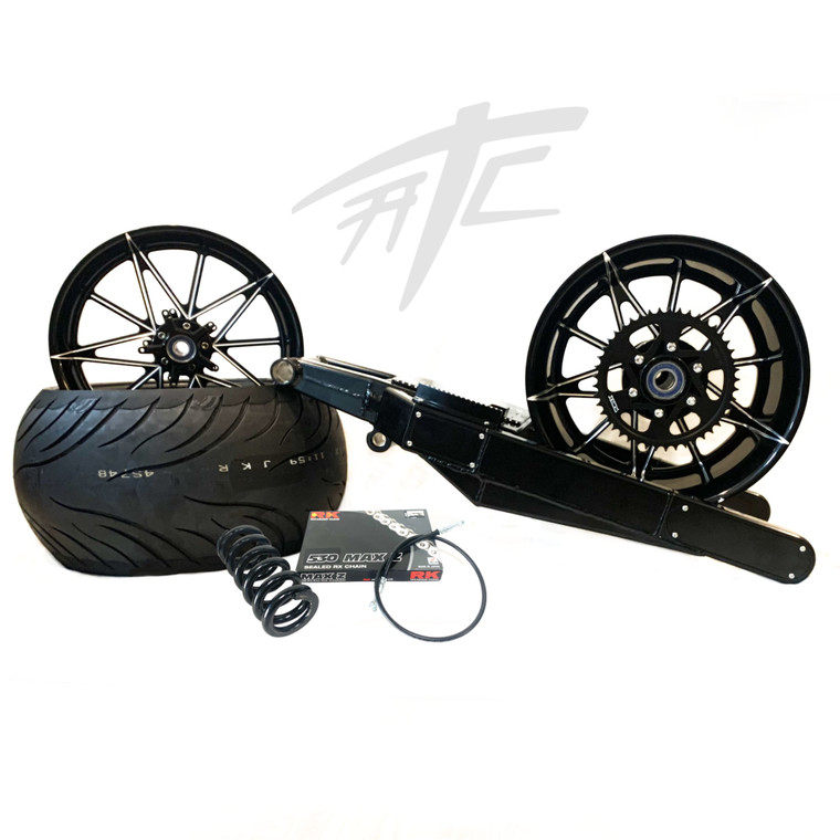 GSXR 300 FAT TIRE KIT BLACK EMPIRE WHEELS STEALTH ARM 01-08 SUZUKI GSXR 1000