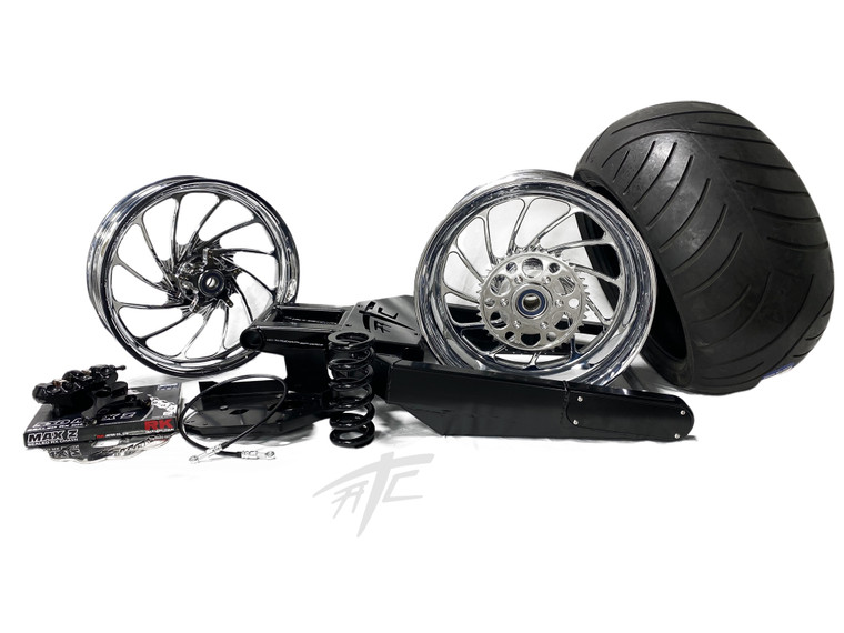 専用オーダー 330 OSD FAT TIRE KIT CHROME TURBO WHEELS 00-05 KAWASAKI NINJA ZX