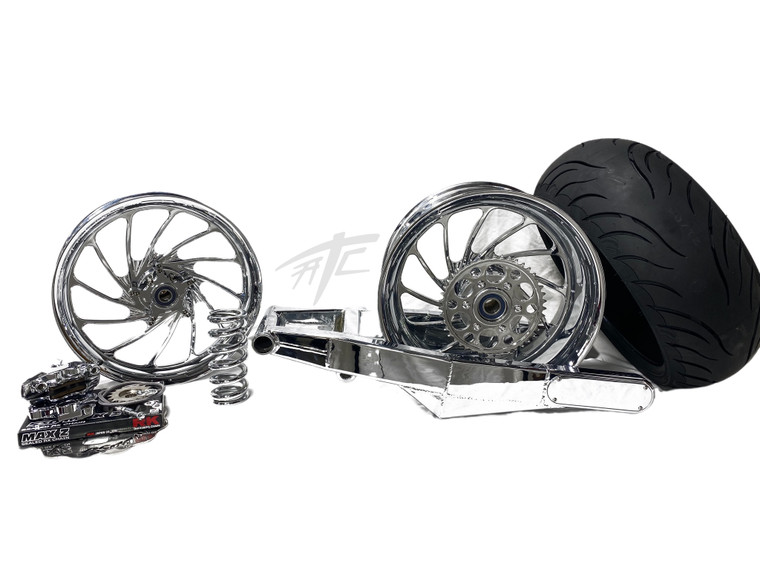 240 STEALTH FAT TIRE KIT CHROME ARM TURBO WHEELS 2009-2020 SUZUKI GSXR 1000