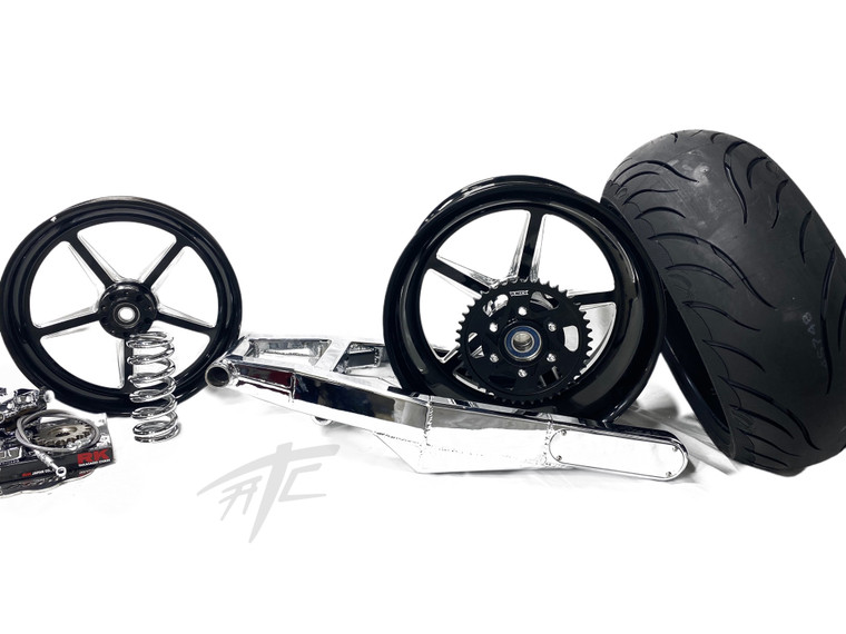 。  240 CHROME FAT TIRE KIT BLACK CONTRAST ALL STAR WHEEL 06-11