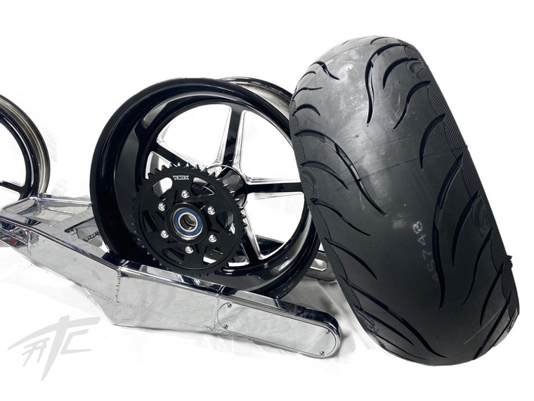 240 CHROME FAT TIRE KIT BLACK CONTRAST ALL STAR WHEELS 00-05 NINJA