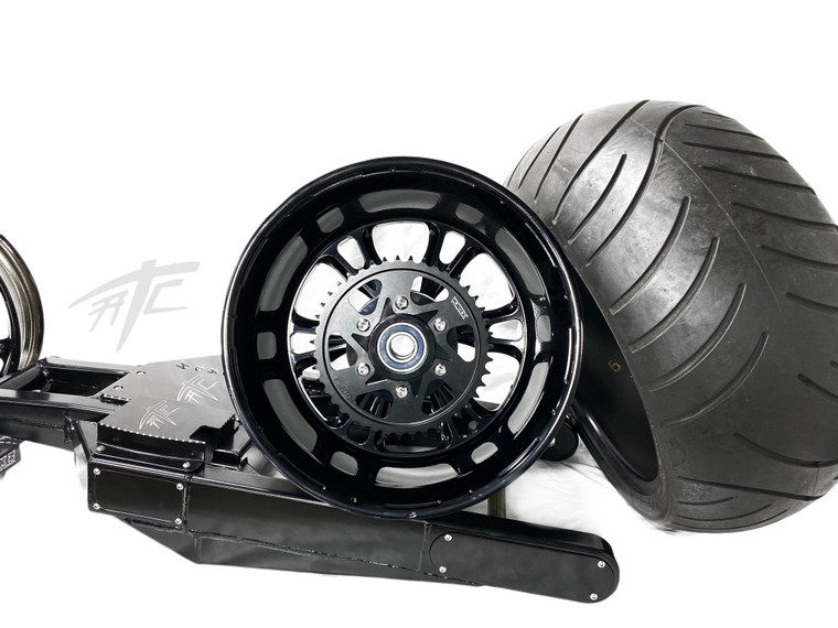 専用1 KAWASAKI 360 STEALTH FAT TIRE KIT SOLID BLACK VANDETTA WHEELS 00