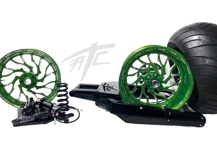 KAWASAKI 360 OSD FAT TIRE KIT ILLUSION GREEN HELLIAN WHEELS