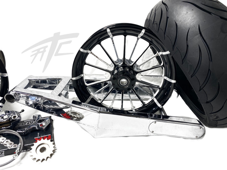 240 CHROME FAT TIRE KIT BLACK CONTRAST INFIDEL WHEELS 12-20