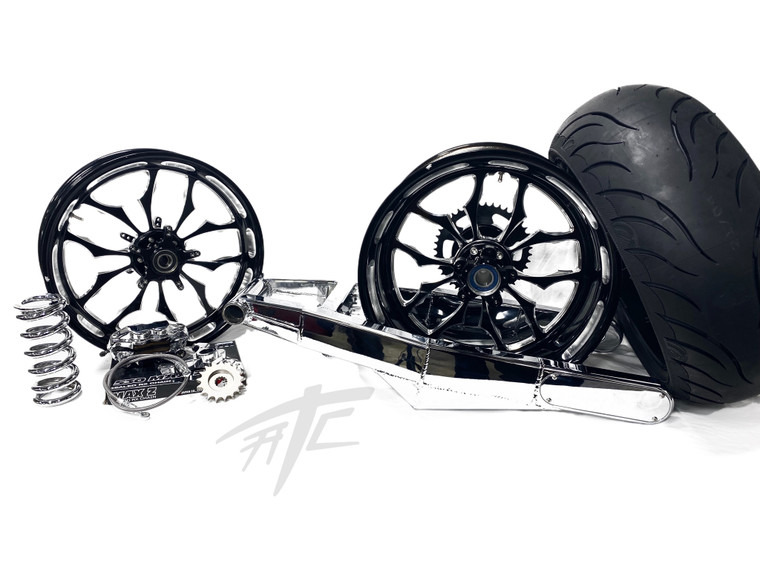 240 CHROME FAT TIRE KIT BLACK CONTRAST RECLUSE WHEELS 12-20 KAWASAKI NINJA ZX-14