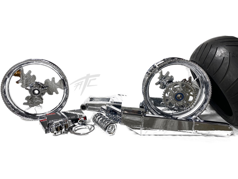 330 CHROME ARM FAT TIRE KIT CHROME KANJI WHEELS 13-20 SUZUKI HAYABUSA ABS