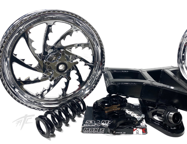 NINJA 300 OSD FAT TIRE KIT CHROME PIRANHA WHEELS 06-11 KAWASAKI