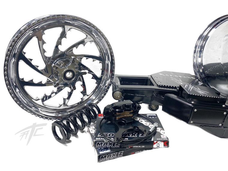 NINJA 360 STEALTH FAT TIRE KIT CHROME PIRANHA WHEELS 12-20