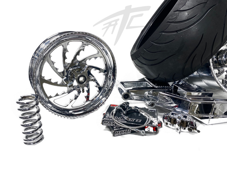 、 NINJA 300 CHROME FAT TIRE KIT CHROME PIRANHA WHEELS 12-20