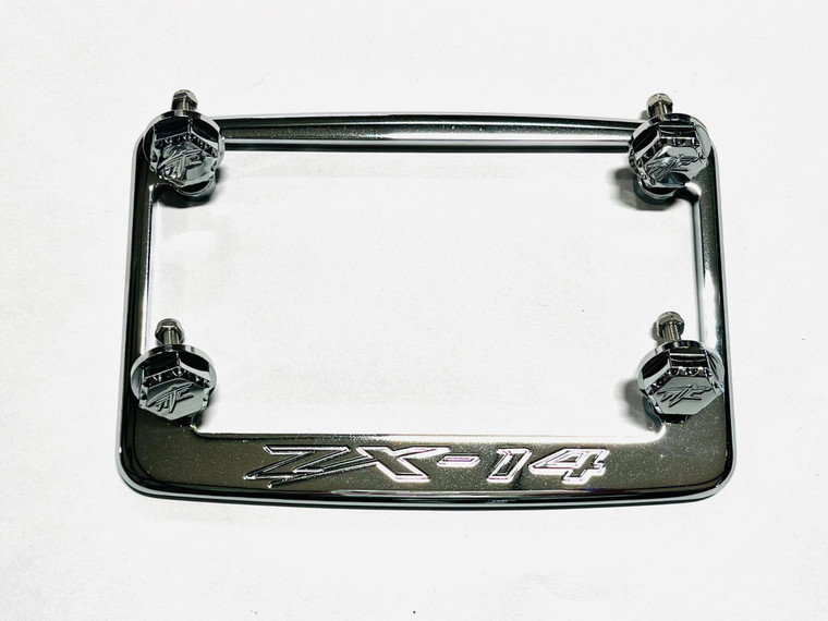 HnYmページ CHROME LICENSE PLATE FRAME W/ BLACK LICENSE PLATE BOLTS 06