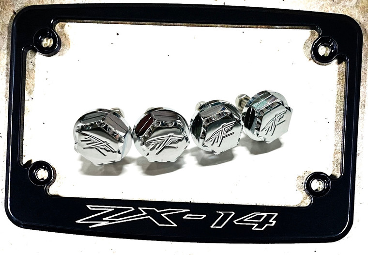 クロム 支払い用 BLACK ZX-14 LICENSE PLATE FRAME W/ CHROME LICENSE PLATE BOLTS 06