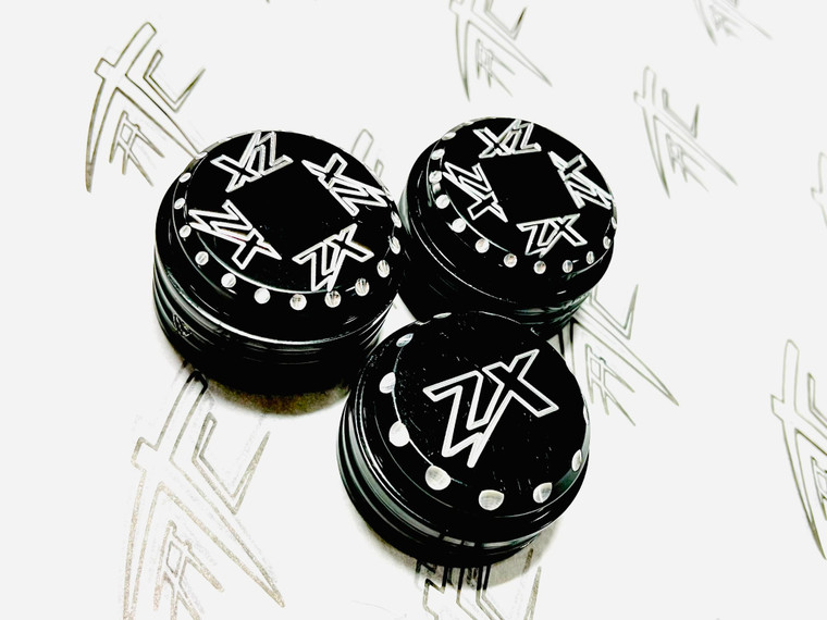 ZX-14 BLACK CONTRAST DIAMOND CUT “ZX” FORK & YOKE CAP 06-24