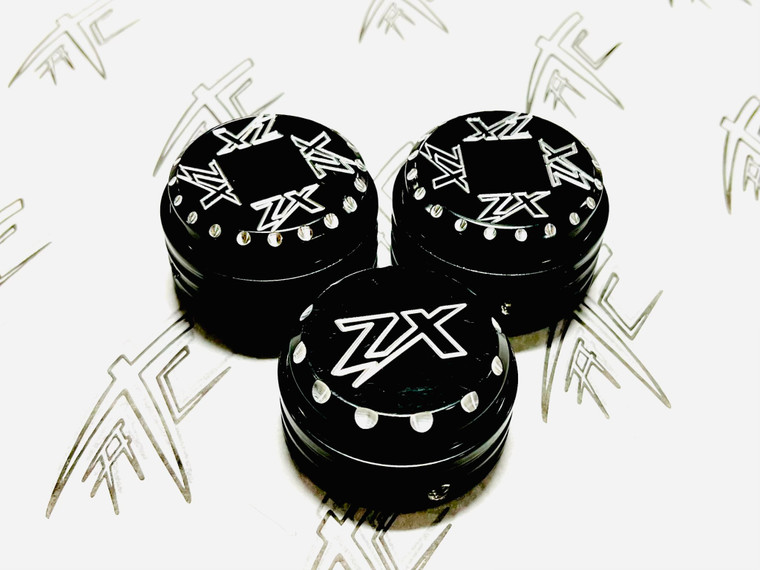 ZX-14 BLACK CONTRAST DIAMOND CUT “ZX” FORK & YOKE CAP 06-24