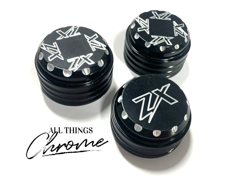 ZX-14 BLACK CONTRAST DIAMOND CUT FORK AND YOKE CAPS 2006-11