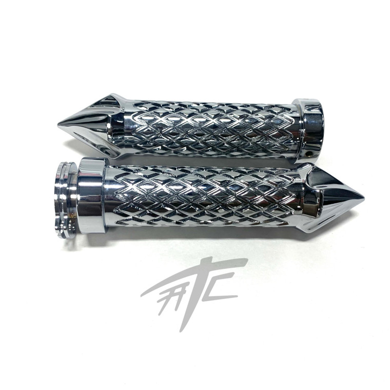@@@ ZX-14 GRIPS CHROME DIAMOND PATTERN TWIST SPIKES ALL KAWASAKI NINJA