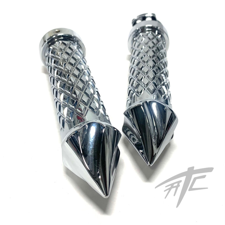 ZX-12 GRIPS CHROME DIAMOND PATTERN TWIST SPIKES ALL KAWASAKI NINJA ZX-12
