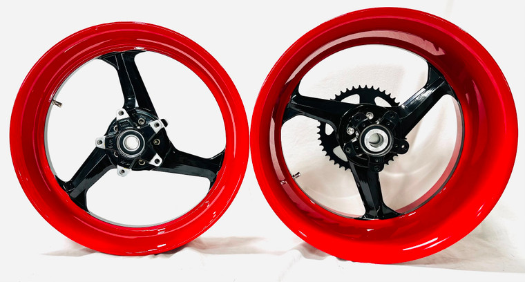 240 FAT TIRE BLACK & RED REPLICA WHEEL PACKAGE 2013-2020 SUZUKI HAYABUSA