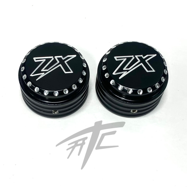 ☁ オーナメント ZX-14 BLACK CONTRAST DIAMOND CUT “ZX” FORK CAPS 2006-2024