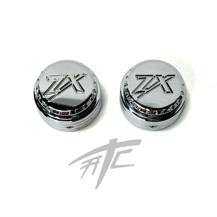 Kaya♡14kgf ZX-14 CHROME DIAMOND CUT “ZX” ENGRAVED FORK CAPS 2006-2011