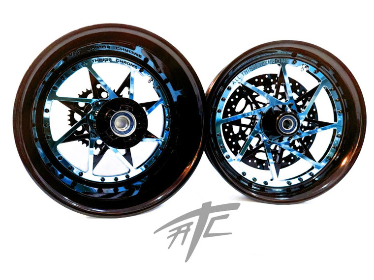 330 FAT TIRE KIT BLACK & BLUE SWITCHBACK CHROME ARM 06-11 KAWASAKI