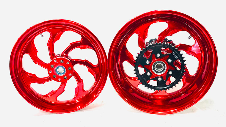 240 FAT TIRE KIT CANDY RED SAMURAI WHEEL CHROME ARM 12-22 KAWASAKI